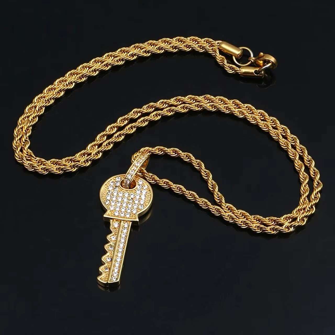 Luxury 925 Sterling Silver Moissanite Key Pendant Necklace New Arrival Perfect Hip Hop Style Gift for Men and Women