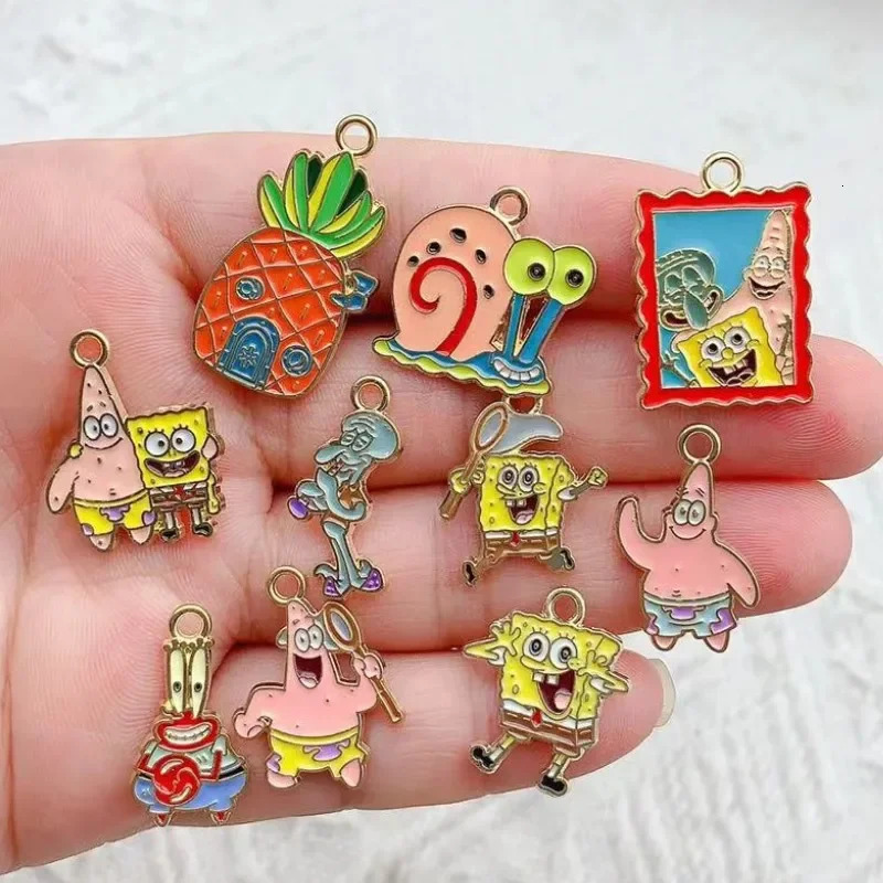 10PCS Cartoon Pendant Key Chain Small Pendant Necklace DIY Jewelry Accessories Alloy Drip Oil charms 250609