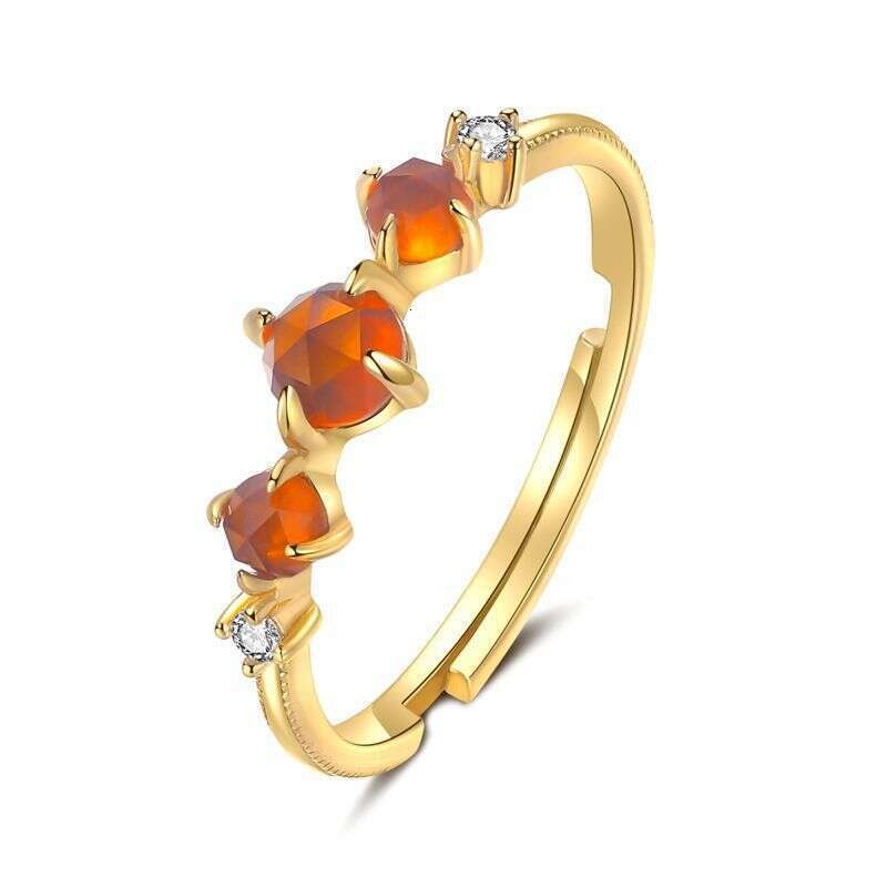 "Phantom Sun" Orange Garnet for Women, High-End Ins Style, Elegant Adjustable Ring
