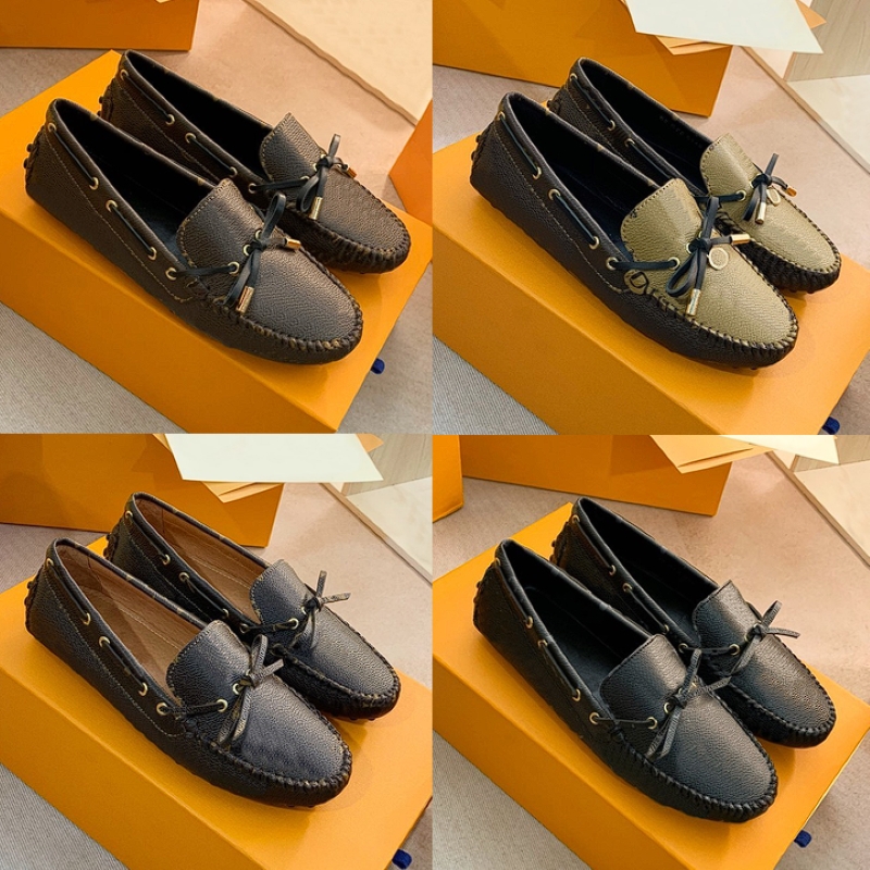 Quality Loafers Designers Shoes Genuine Leather Brown black Men Women Moccasin Designer Printed Dress Shoes Slip On Driving shoes 35-46