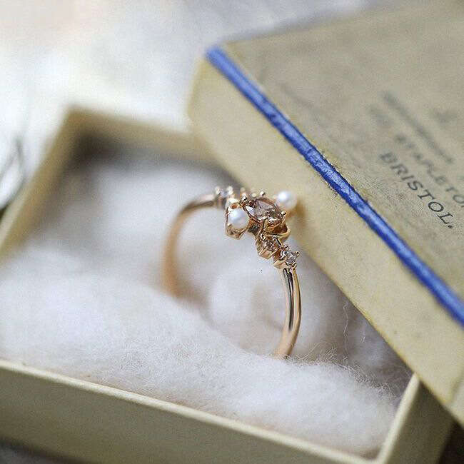 "Star Chart" Gold-Plated for Women, High-End Ins Style, Niche Design with Adjustable Natural Pearl Ring