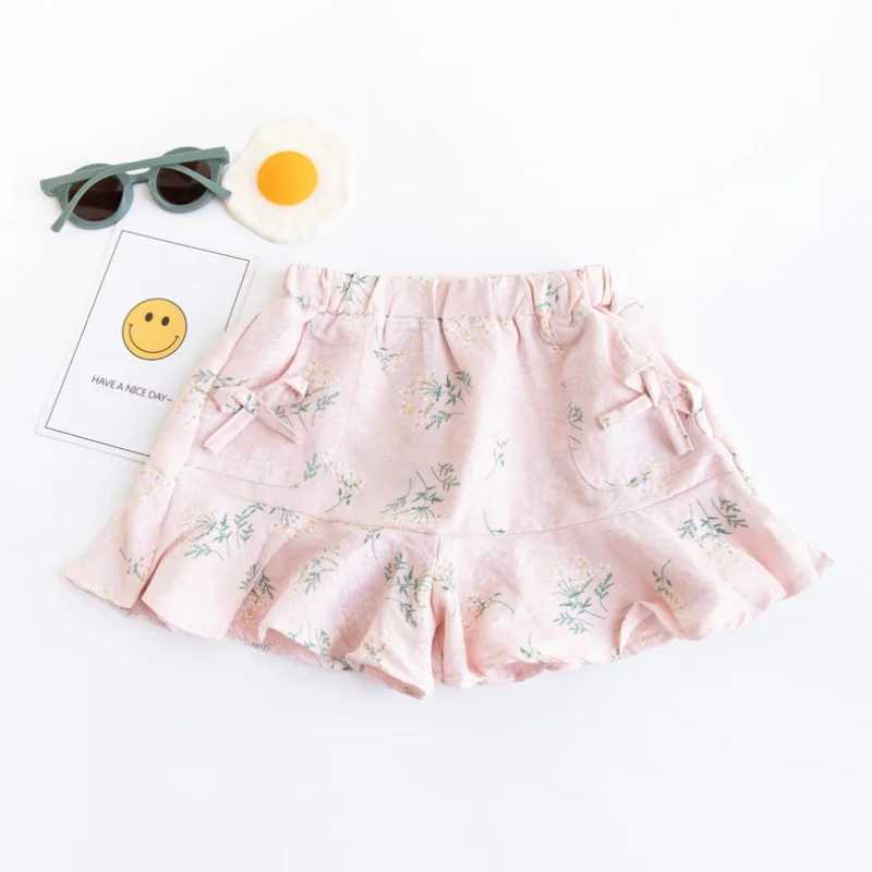 Childrens Short Pant For Girls Cotton Print Kids Girl Shorts Summer Thin Sweet Pocket Bow Short Trousers 3-8T Clothing OutwearC250617