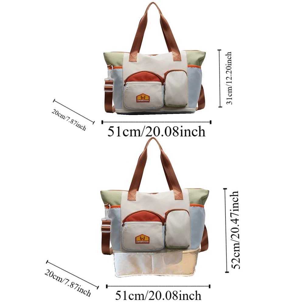 Oxford Cloth Expandable Travel Bag Contrast Color Foldable Large Capacity Fitness Bag Polyester Yoga Pouch W250618