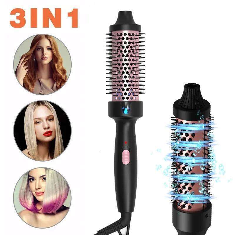 3 In 1 Ionic Curler Straightener Professional Curling Iron Heated Hair Styling Anti-Scald Thermal Brush Curl Wand