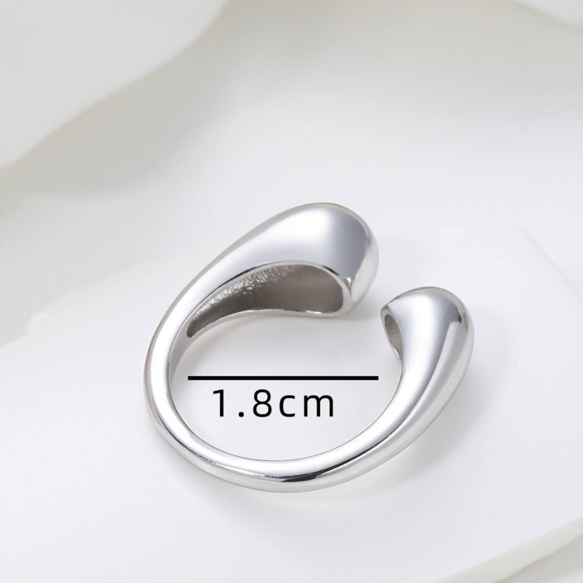 Fashion Fresh Sweet Personality Alloy Smooth Water Drop Shape Ring Design Korean Style Hand Jewelry