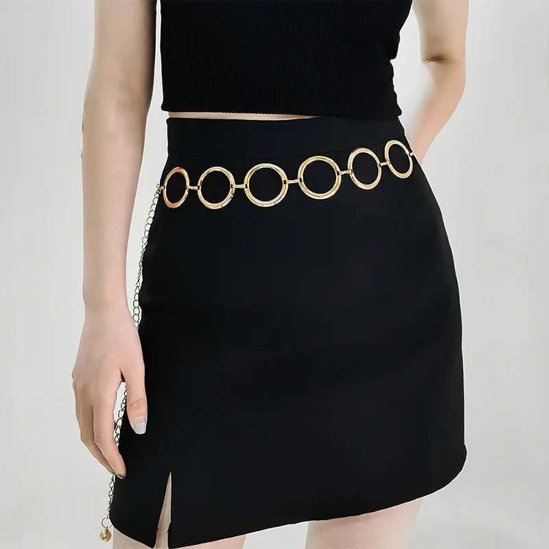 New Metal Round Chain Belt For Women Gold Silver Circle Waist Chain Female Girl Adjustable Thin Waistband Dress Accessories L250616