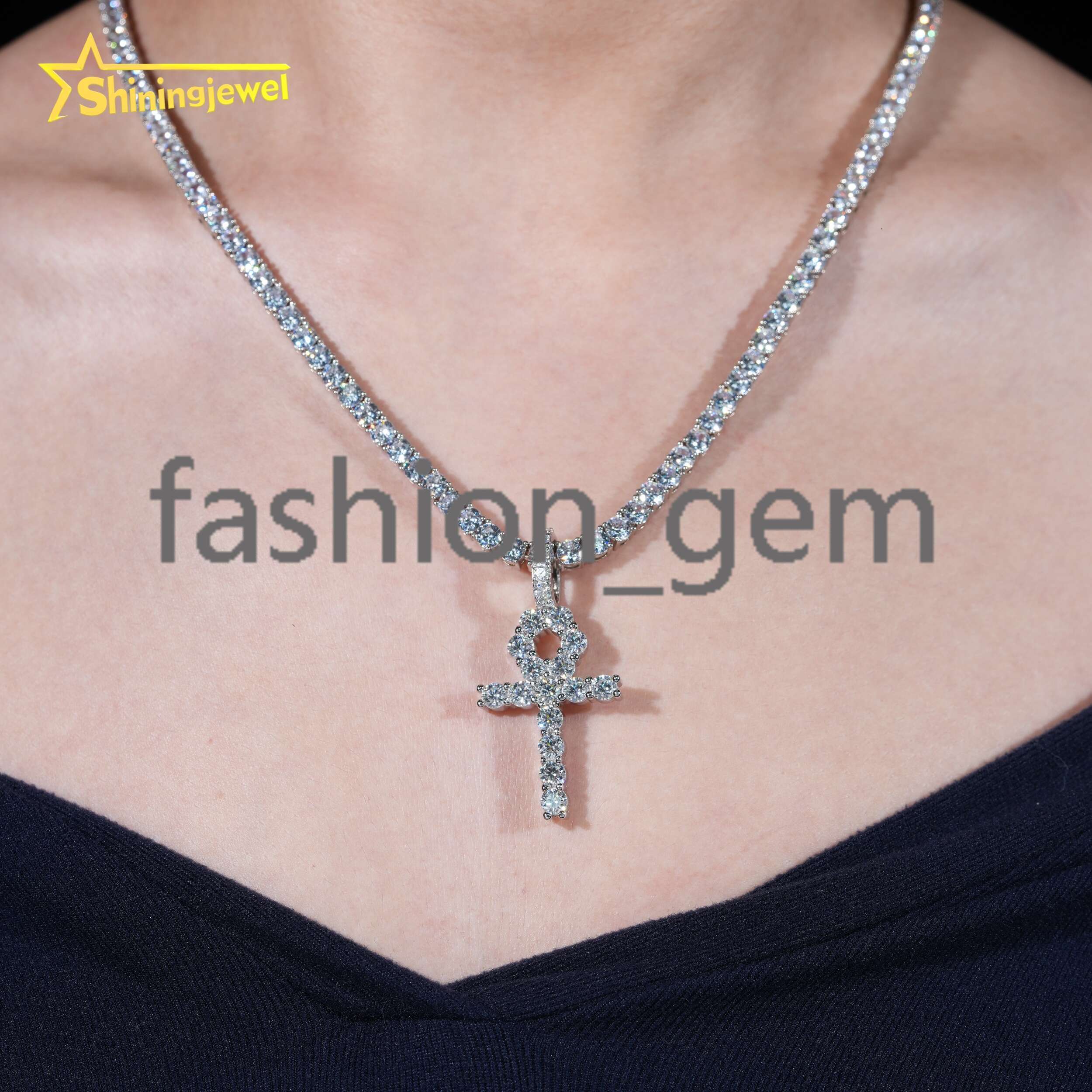 Ready to Ship Cross Pendant VVS Moissanite Diamond Pendants 925 Sterling Silver Iced Out Jewelry Custom Cross Pendant Set