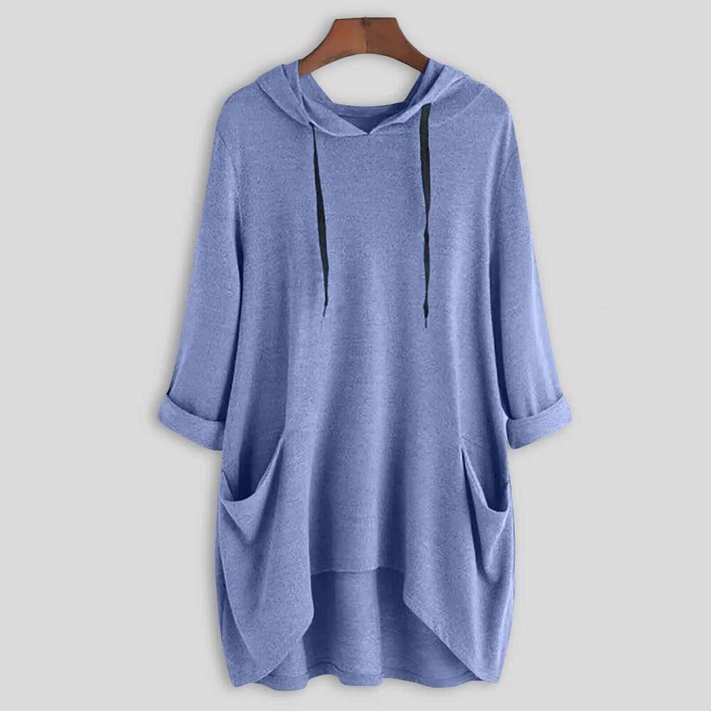 Women's Loose-Fit Casual Training Hoodie with Asymmetrical Cut - Stylish Solid Color Sweatshirt