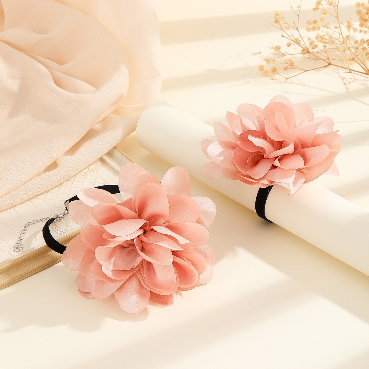 Super Fairy Fabric Rose Flower Necklace Fashion Personality Bracelet Elegant Versatile Sweet Cool Style Women's Accessories