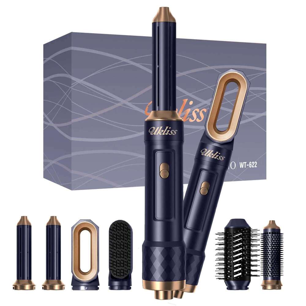 6 in 1 Blow Auto Curling Iron Negative Ionic Hair Dryer Set with Thermal 60000RPM Hot Air Brush