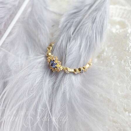 Dream Gate" Gentle Purple Blue Wave Lace Edge Micro Paved Pointed Zircon Luxury Starry Sky Ring