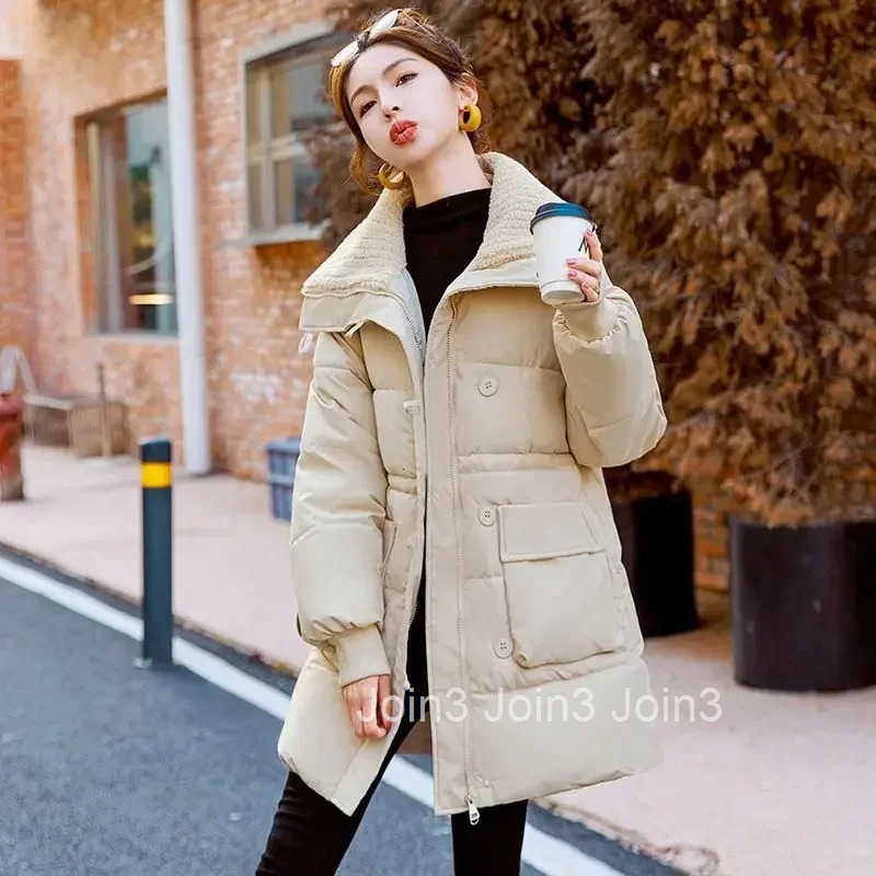 Parkas Woman Zip-up Solid Color Jackets Slim Fit Korean Style Clothing High Quality Coats for Women Discount Warm Winter on Sale