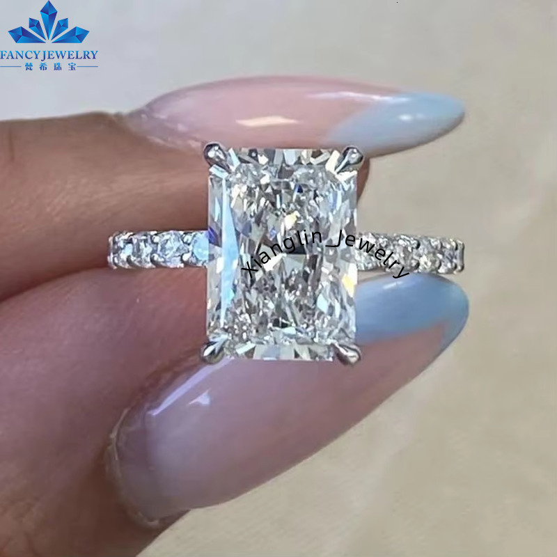 Luxury 14K 18K White Gold 3CT Radiant Cut Moissanite Four Claw Prong Diamond Rings Elegant Jewelry for Men and Women
