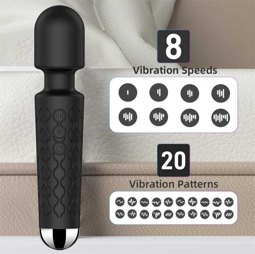 20 Modes Strong Vibration Mini Vibrator Magic Stick USB Charging Massager Clitoris G-Spot Vibrators Sex Toy For Women Adults 18+XJ250618