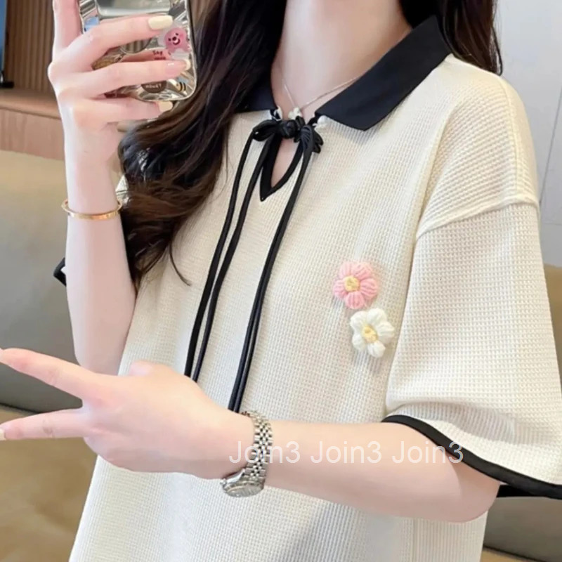 Summer Outfit Womens Polo Graphic Female Tee Short Sleeve T-shirt Y2k Fashion Luxury Aesthetic on Offer Casual Tops T-shirts