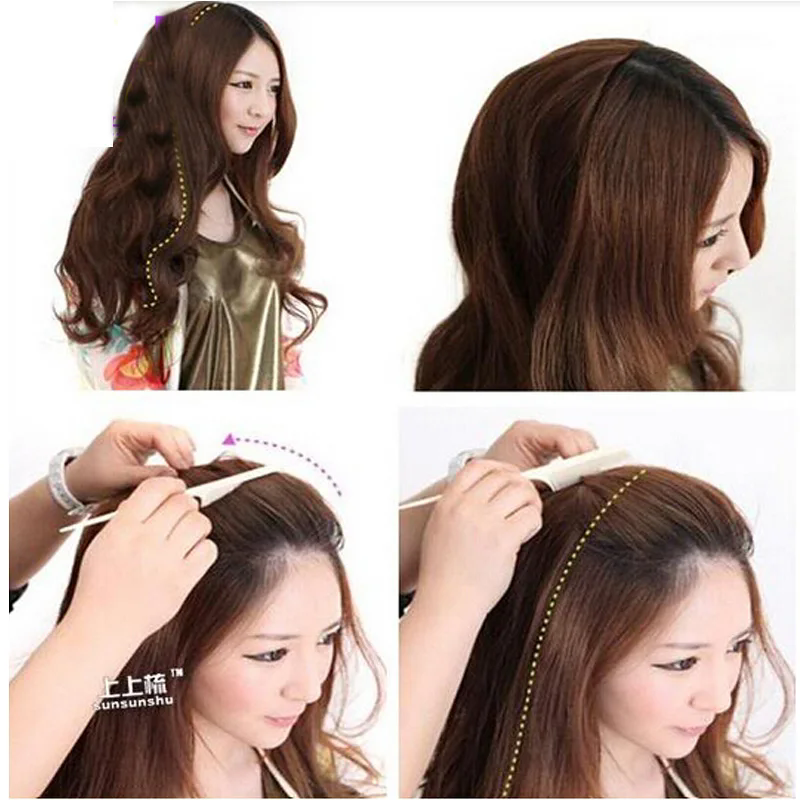 Wavy curly natural human hair half wigs glueless 3/4 wig long brazilian hair none lace capless wig