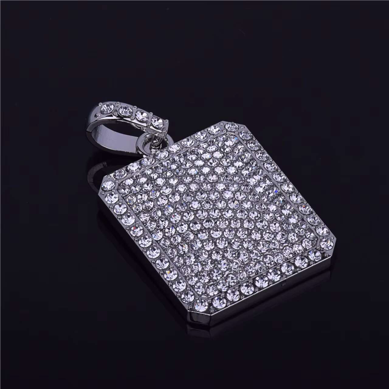 New Arrival 14k Gold .925 Silver Iced out Square Pendant Dog Tags Full Diamond Hip Hop Moissanite Necklace