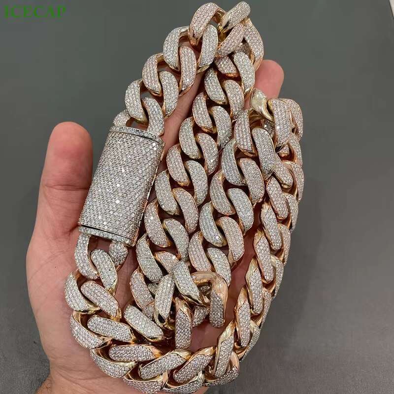 Hip Hop Miami Cuban Necklace 925 Sterling Silver VVS Moissanie Diamond Cuban Link Chain Iced Out Fine Jewelry Charm for Men