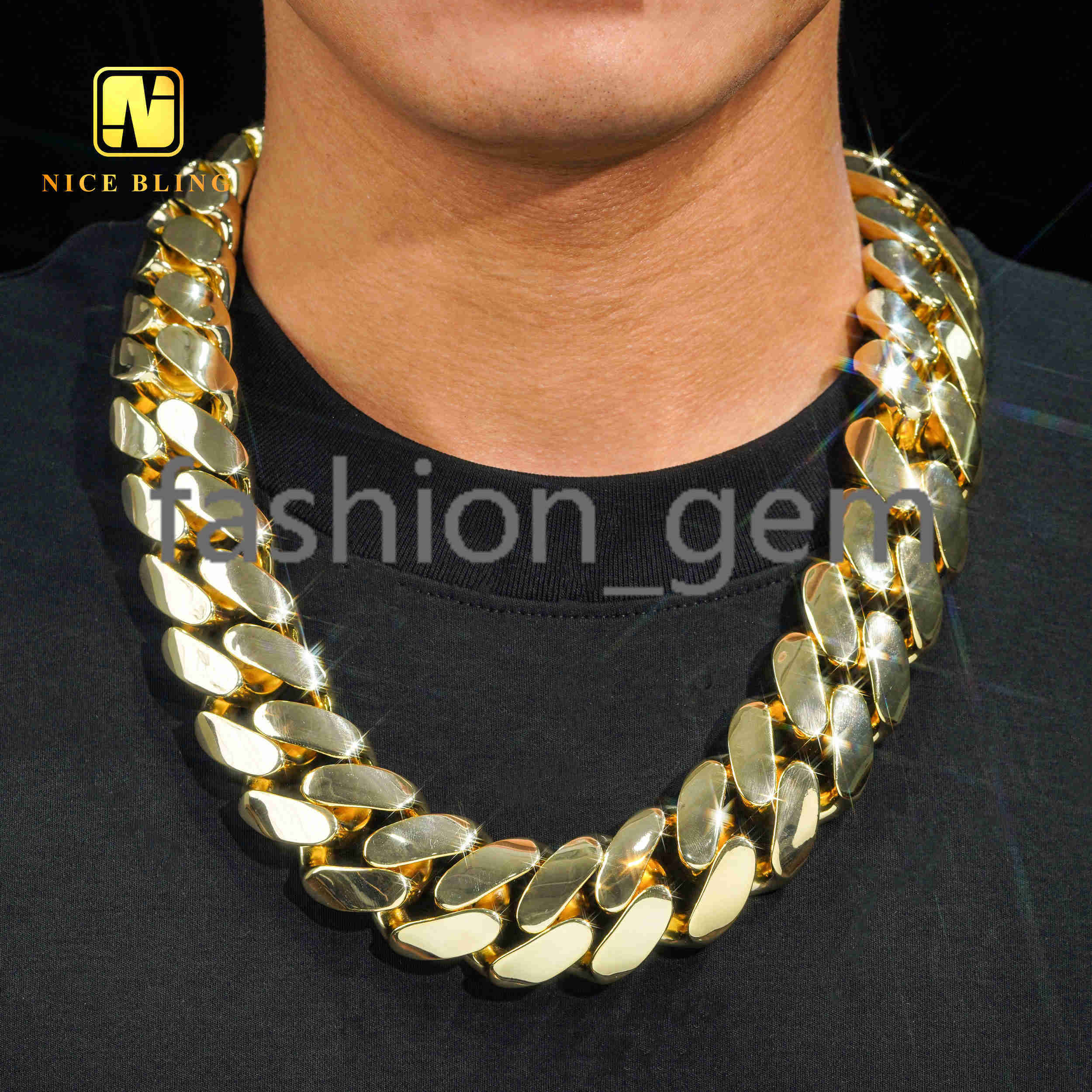 Hip Hop Jewelry Fashion Luxury and Heavy Necklace Super Big Cuban Necklace 18K Gold Plated Cuban Link Chain Miami Cuban Link