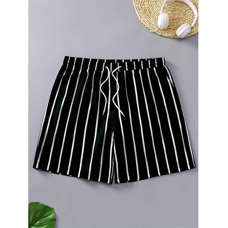 Stripe 3D Printed Board Shorts Casual Mens Graphic Short Pants Summer Hawaiian Breathable Swim Trunks Kids Loose Ice Shorts 2025 XJ250618