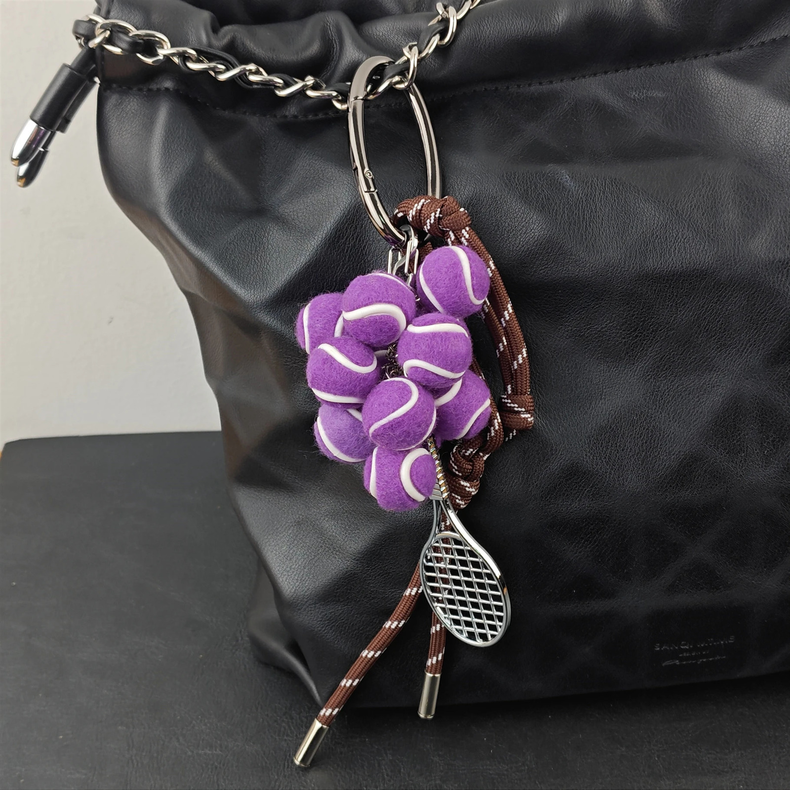 Handmade Tennis Delicate Charms Bag Pendant Keychain Cute Exquisite green Purple yellow Bunch Of Grapes Fashion Accessories Gift 250618
