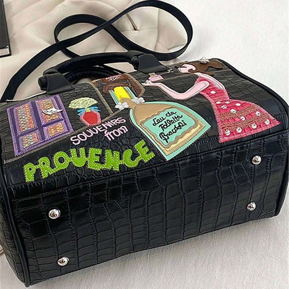 New PU Leather Backpack, Handbag, Crossbody, Oversized Capacity, Handcrafted Figure Embroidery Women's Bag