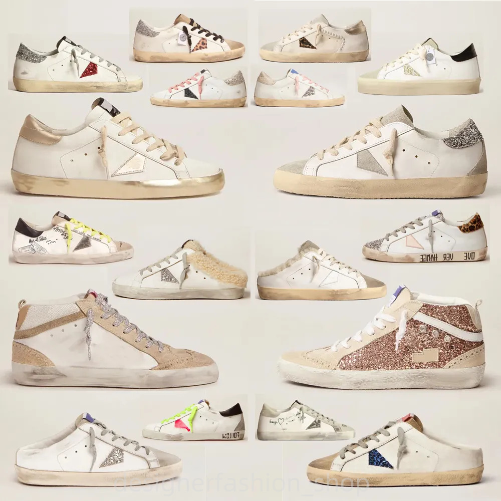 2025 Dirty Shoes Mid-Star Sneakers Designer Version Italian Retro Handmade Womens With Signature On The Ankle Black Leather Inserts 35-46 with box Designer shoes