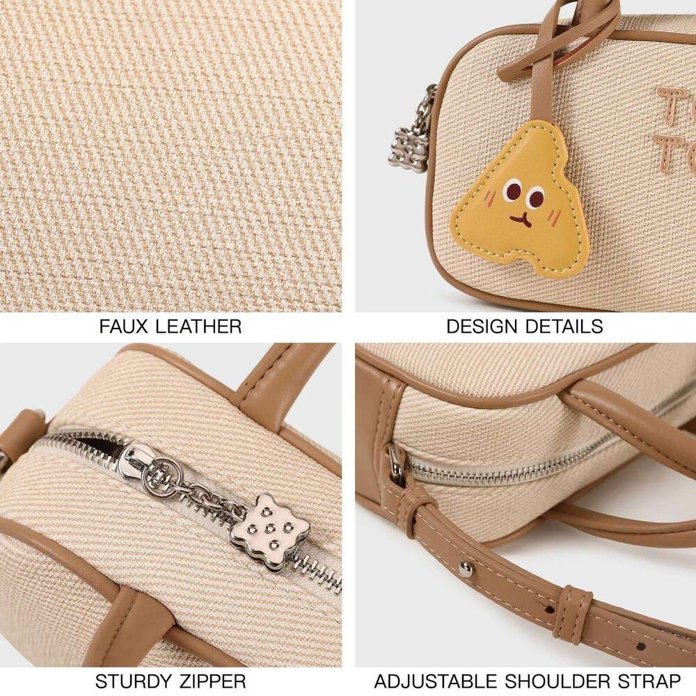 TOUTOU Women Bowling Adjustable Shoulder Strap Mini Brown Original Designer Brand Handbag Boston Bag Valentine's Day Gift