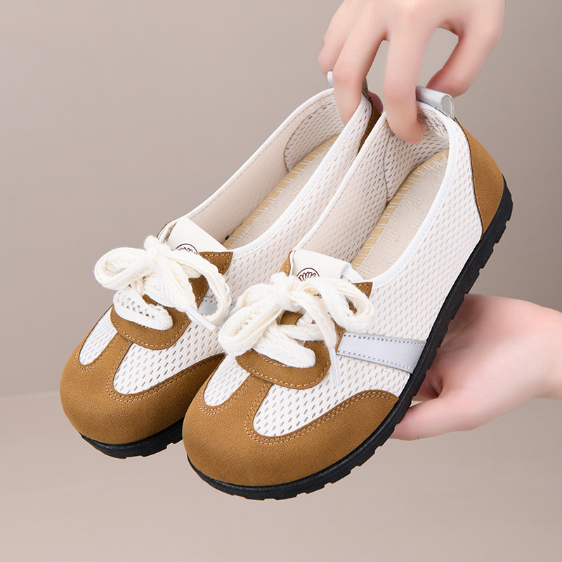Summer Old Beijing Cloth for Women, Single Mesh Surface, Shallow Mouth, Agan Shoes, Comfortable and Versatile, Sports Mom German Training Shoes