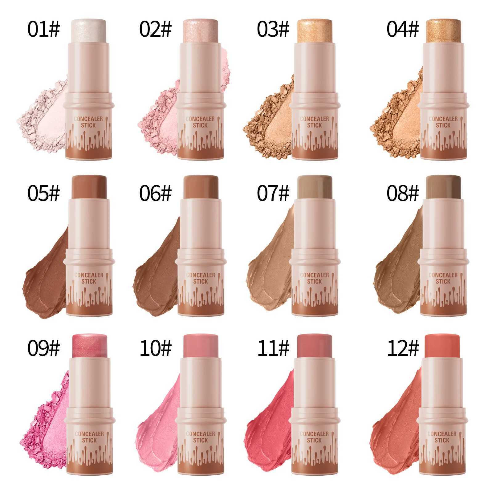 Makeup Face Brown Bronzer Contour Stick Contouring Bronzer Stick Highlighter Brightening Blusher Stick Rouge Cream Concealer Pen XJ250618