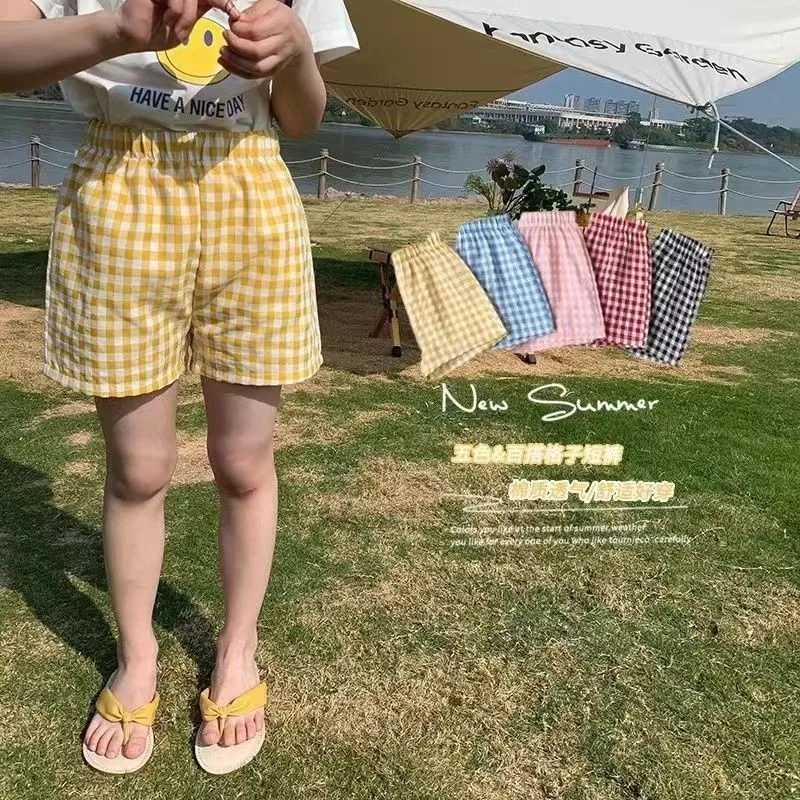 2024 New Summer Clothing Plaid Shorts Boutique Fashion Childrens Wear Pants Short Thin Casual Baby Boys Girls Leisure ShortsC250617