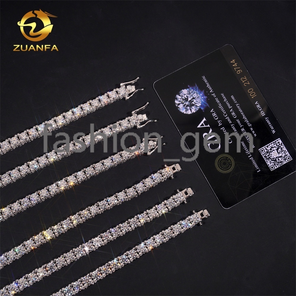 5mm 6.5mm Custom GRA Certificate VVS Moissanite Diamond-Studded Side Iced Out Tennis Chain 925 Silver Hip Hop Jewelry Link Chain