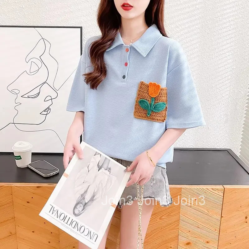 Baggy Woman Tshirt Summer Outfit Polo Neck T Shirt for Women Womens Short Sleeve T-shirt with Collar Casual Tops on Offer Cheap