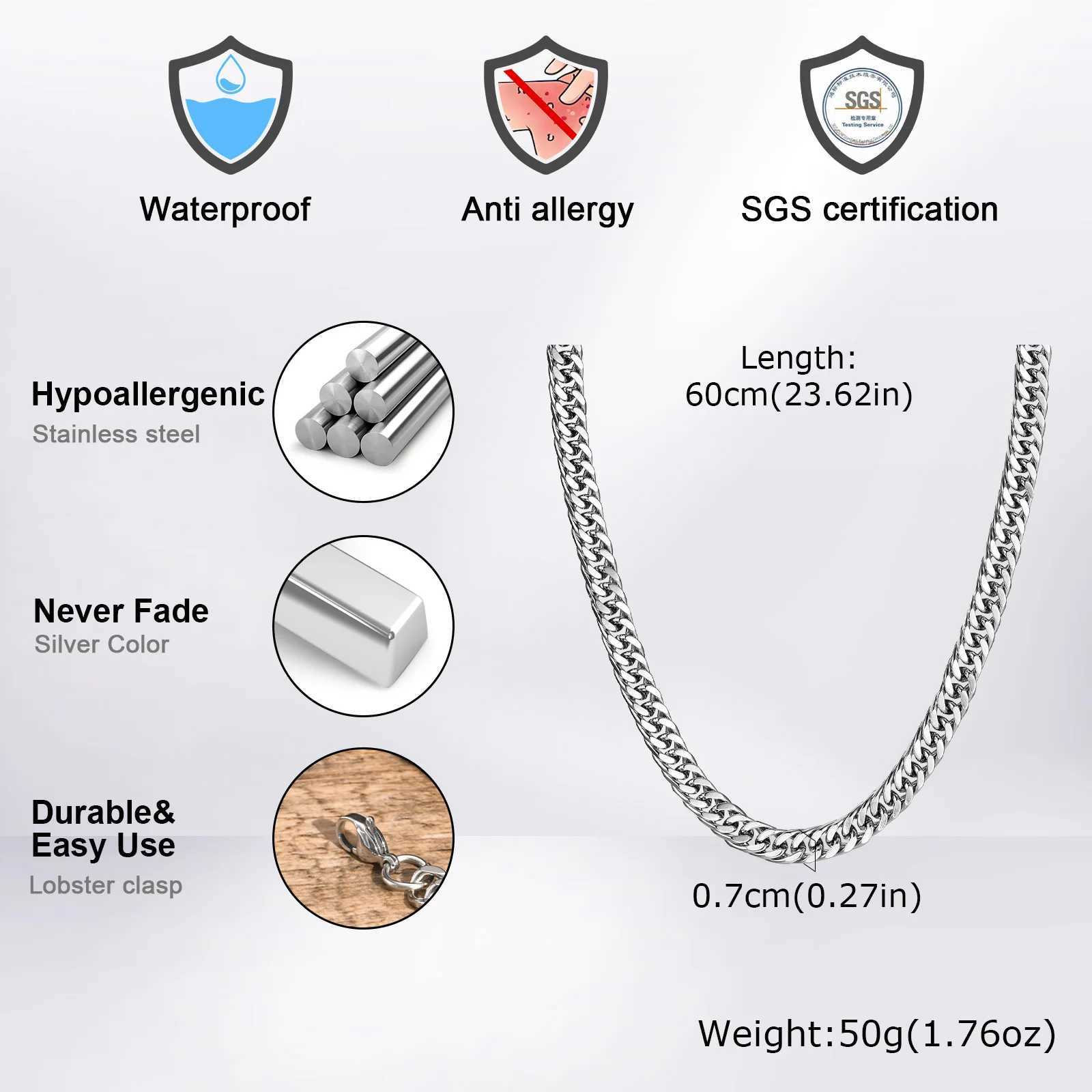 Vnox 3/5/7/9mm Thick Cuban Chain Necklaces for Men Women Simple Miami Curb Links Collar Waterproof Stainless Steel Unisex Chain W250618