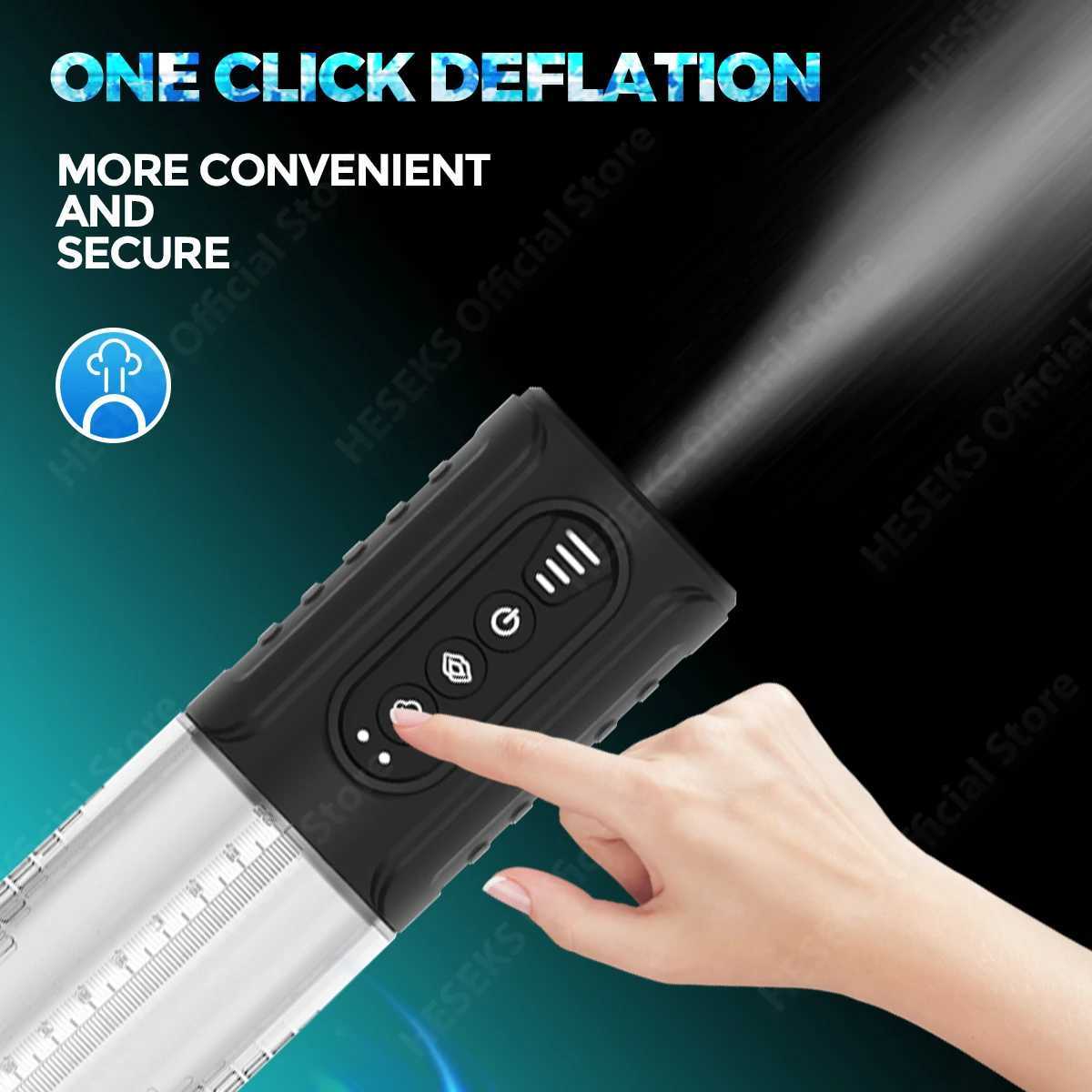 HESEKS Penis Pump Enlargement Extend Electric Vacuum Pump with 4 Automatic Suction Modes for Men Stronger Bigger Sex Toys 18+ W250618
