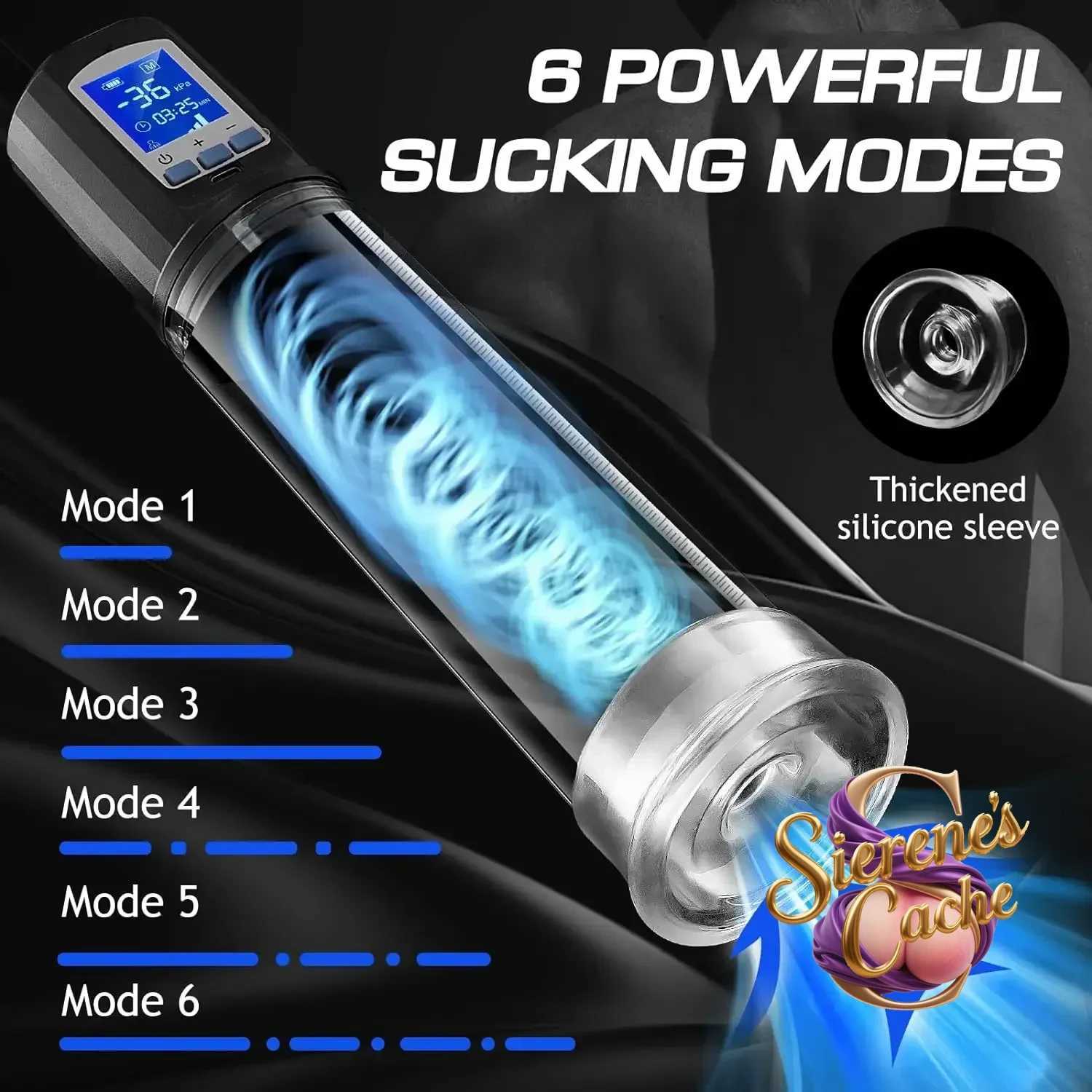 SCSex Toys for Men 6 Powerful Sucking Modes LCD Display Electric Vacuum Penis Enlargement Extend Training Pump for Men W250618