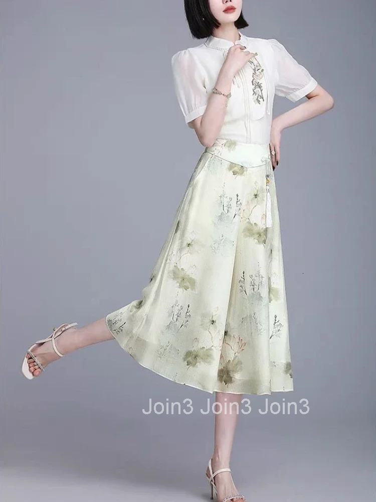 High Waist Skirts for Women Pants Chiffon Midi Woman Skirt Chorts Summer 2025 Korean Style Vintage Trend Casual Fashion Cheap V