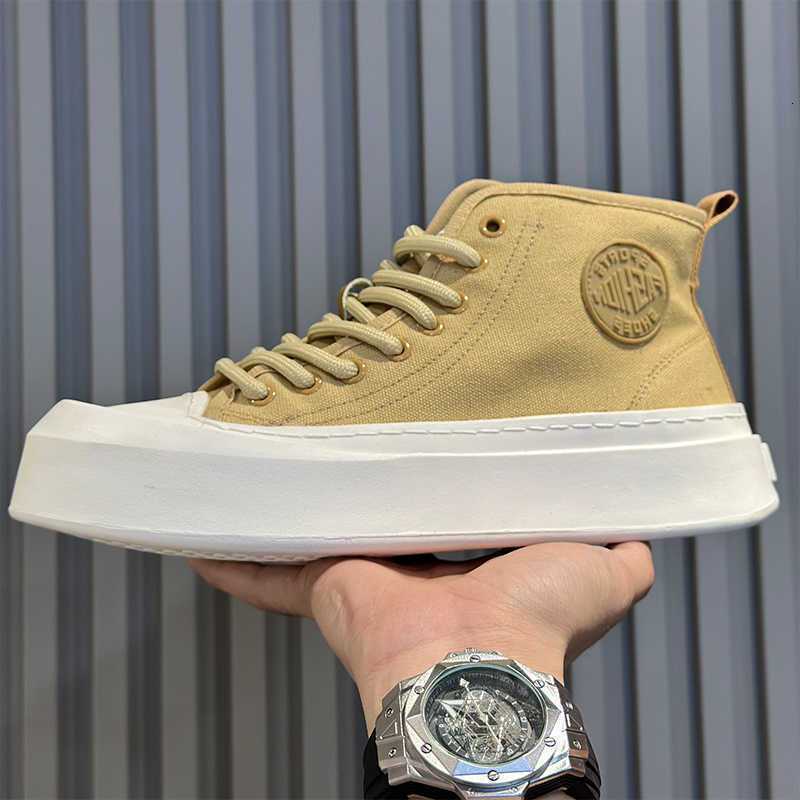 Men S New Spring High Top Canvas Versatile Breathable Casual Shoes Casual Shoes Thick Soled Height Increasing Sneakers Mid Top Ankle Boots Ddmysaturn