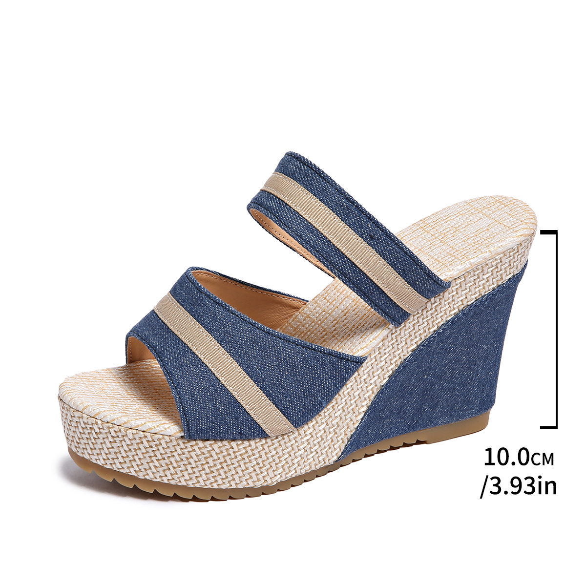 Women's Slope Heel Sandals Open Toe Thick Rubber Bottom Summer Outdoor Lightweight Fashion Comfortable Elegant Beach Shoes One Foot Stirrup Color