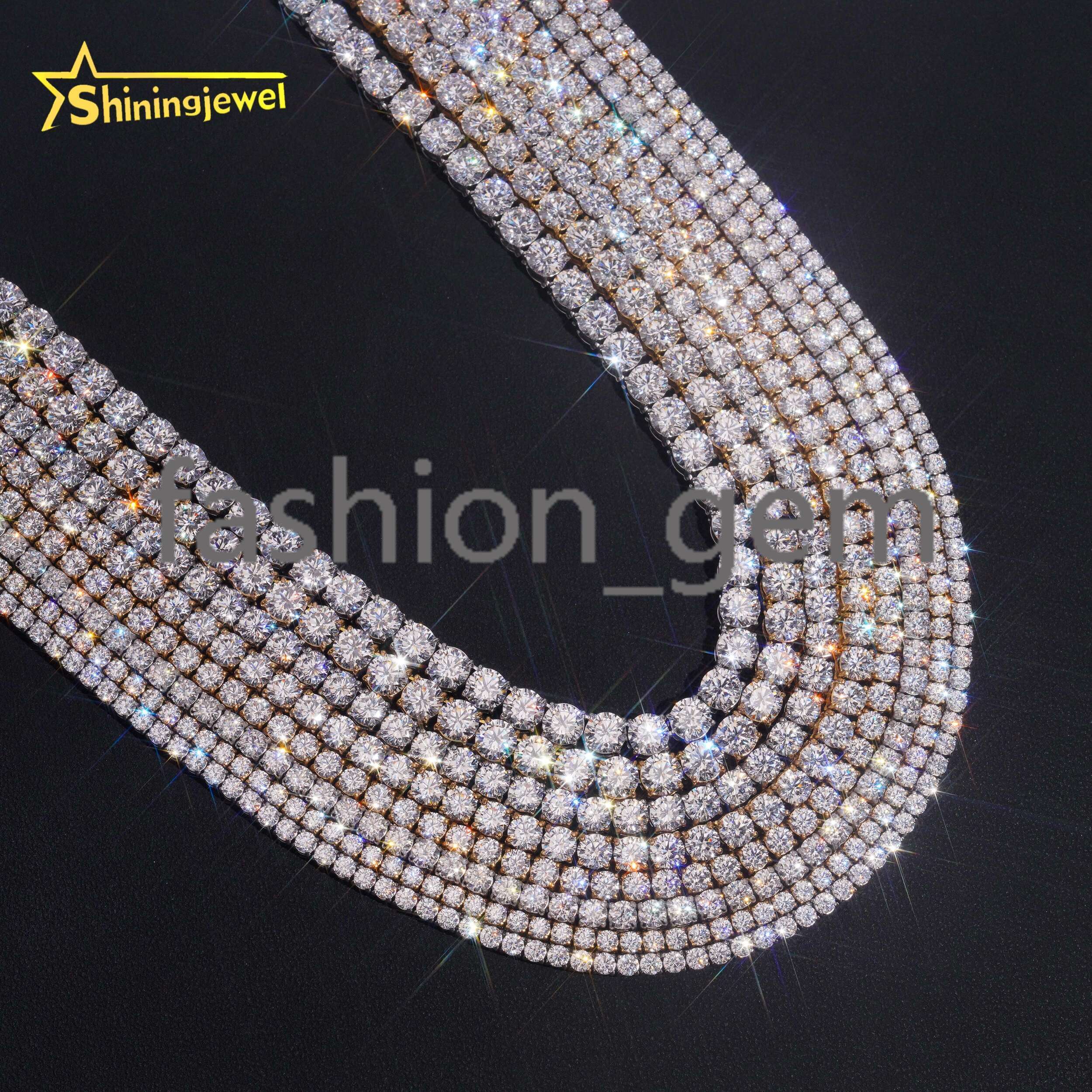 Factory Price Hip Hop 3mm 4mm 5mm 6mm moissanite Tennis Chain 925 silver Fashion Chain Men Women moissanite Diamond Tennis Necklace