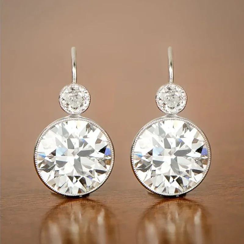 CAOSHI Fashion Women Simple Drop Earrings Silver Color Bright Round Zirconia Accessories Graceful Lady Engagement Jewelry 250617