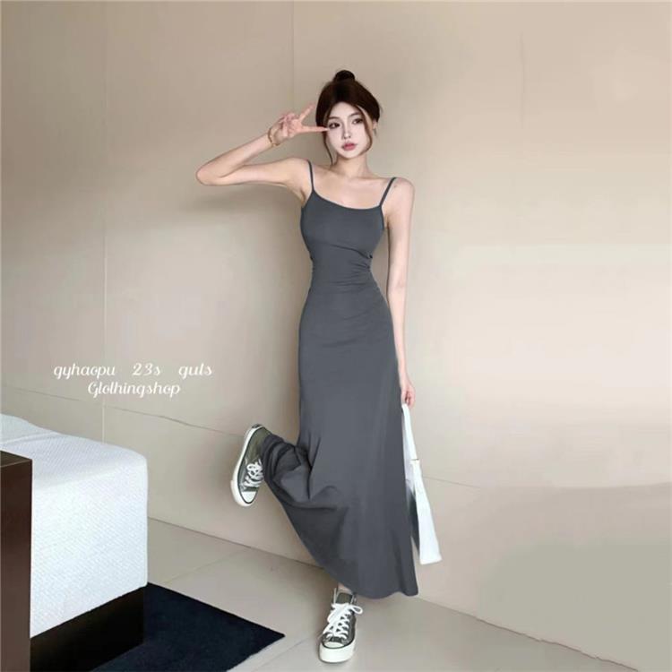 LV288 Summer women's slim one-shoulder inner wear long skirt