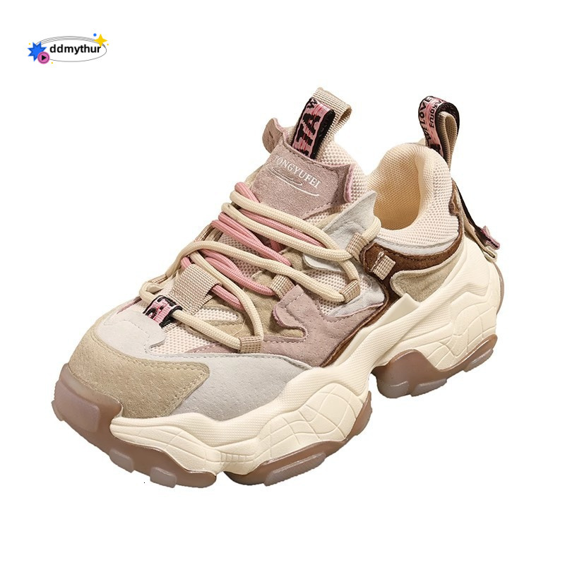 European Style Height Increasing Dad Shoes for Women, Niche Spring Autumn New Versatile Shoes, Casual Thick-Soled Sneakers, Lightweight and Comfortabl