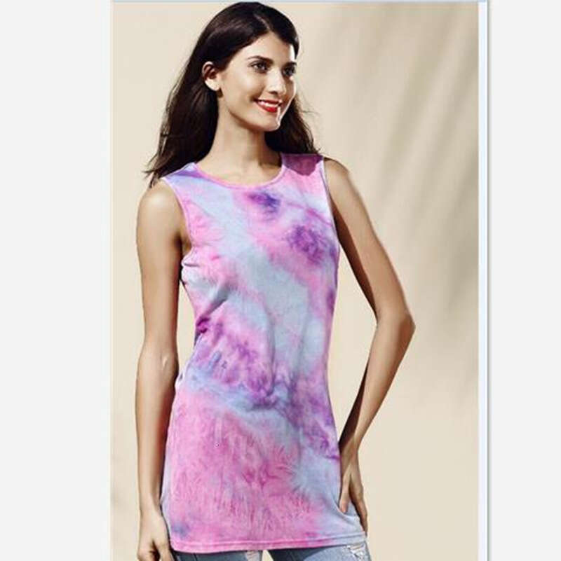 Summer New Sleeveless Vibrant Tie-Dye Colorful Tank Dress B5