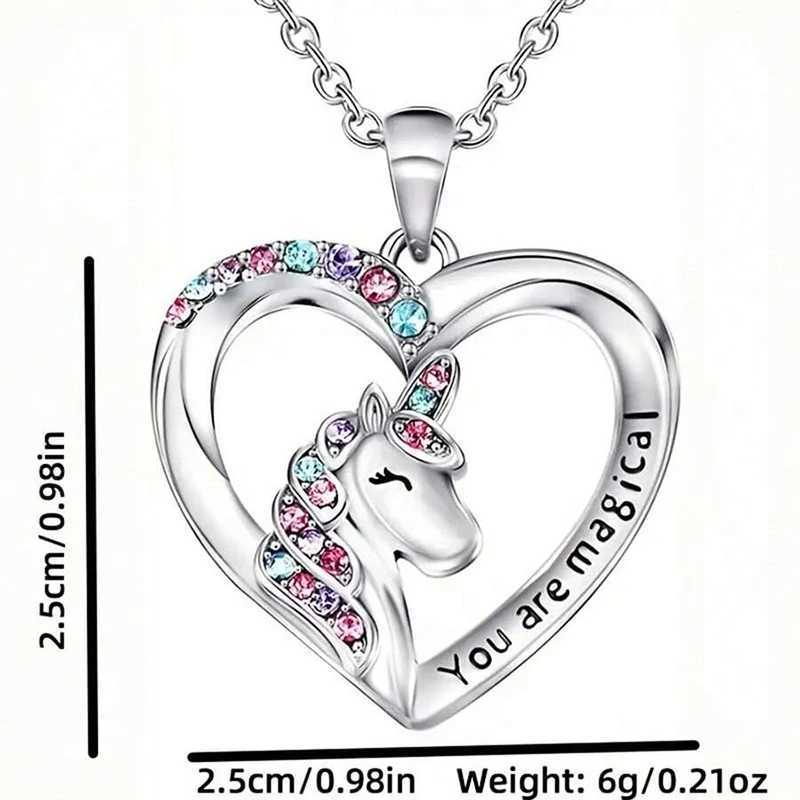 You Are Magical Unicorn Necklace Heart Pendant Necklaces Unicorn Jewelry Gifts For Girls Daughter Granddaughter Birthday W250618