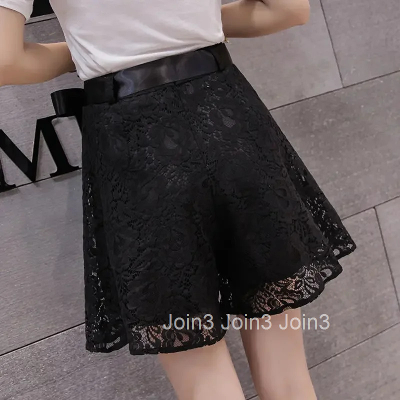 High Waist Lace White Shorts for Women Cute Woman Short Pants Kawaii Wide Fashion Clothing 2025 Youthful Harajuku Casual XL Y2k