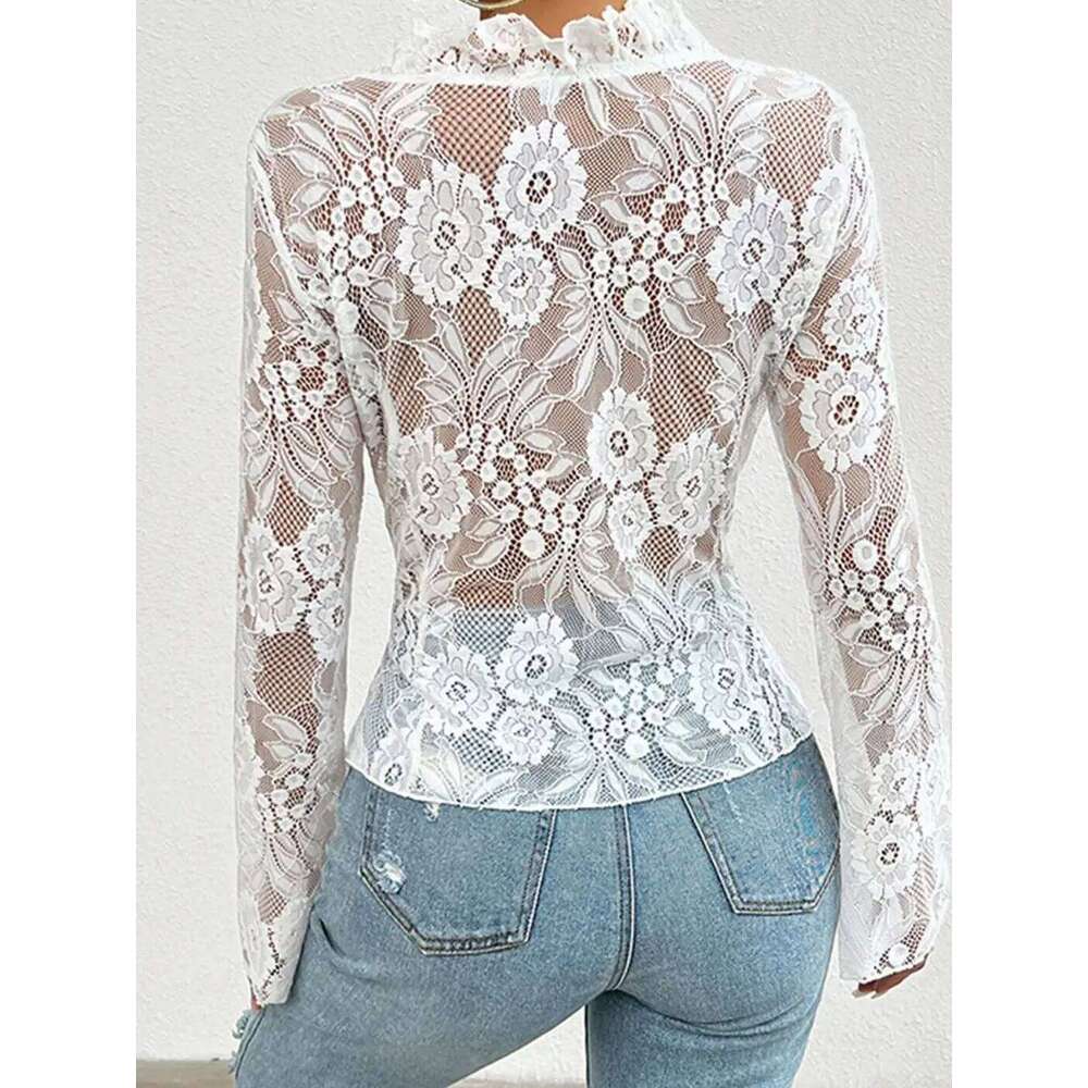 Women Gothic Lace Shrug Crop Tops Flare Long Sleeve Vintage Shirts Blouses For Cosplay Role-Playing Party Halloween Costume