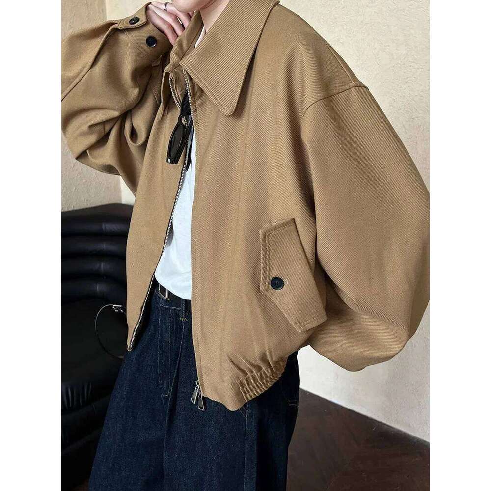 2024 High Quality 2025 Spring Women Fashion Vintage Turn Down Collar Bomber Jacket Coat Female Casual Solid Zip Outerwear Coats