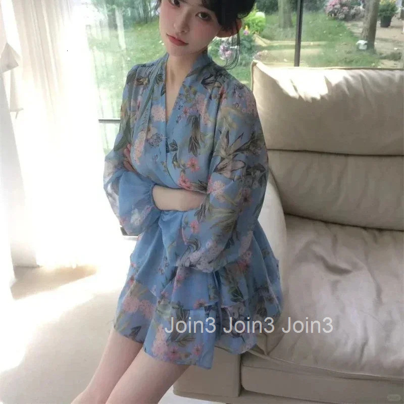 Female Dress New In Floral Chiffon Loose On Promotion Elastic Y2k One-piece Casual Youth Aesthetic G Womens Long Sleeve Dresses