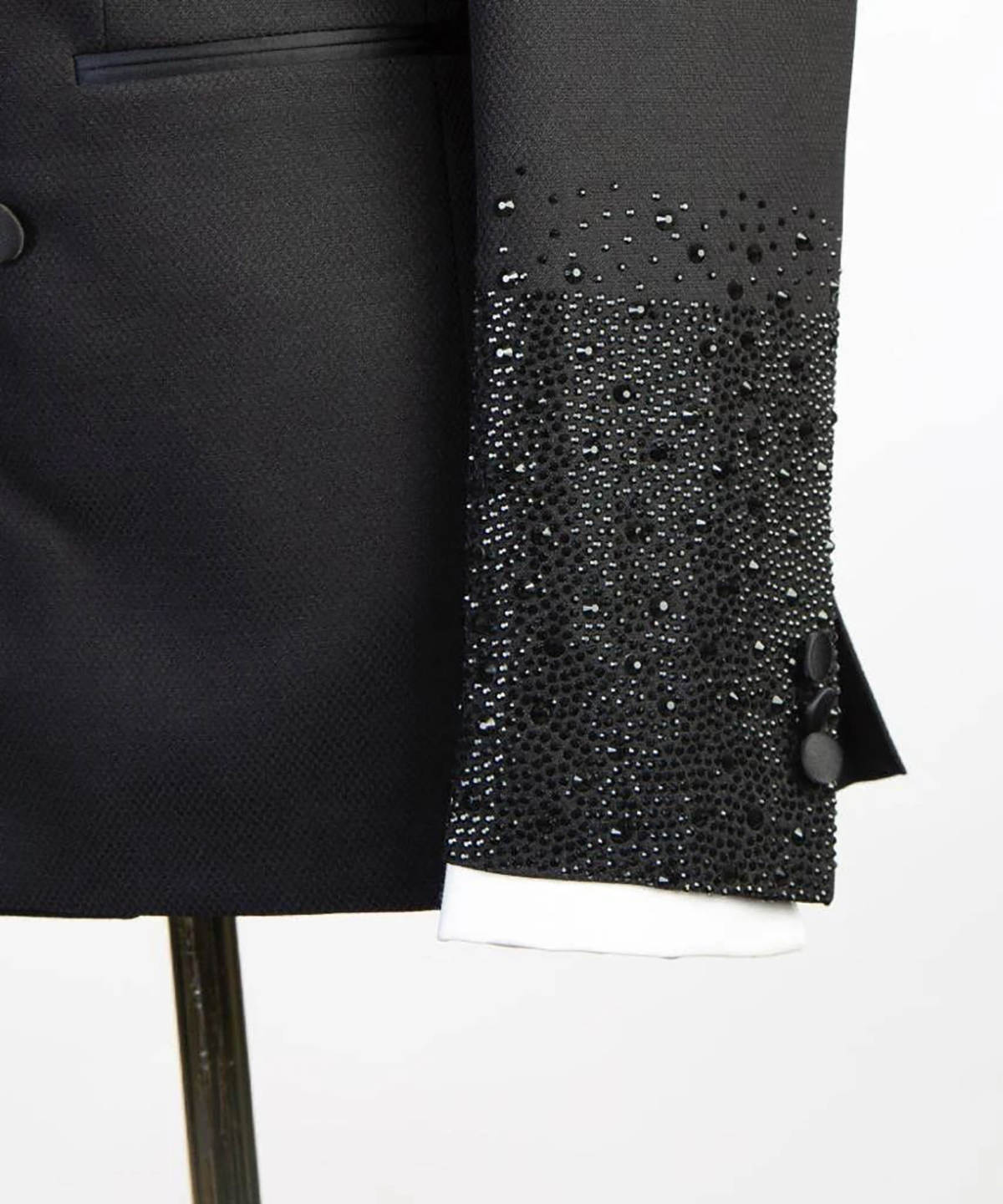 Luxury Men's Suits Tailored 2 Pieces Blazer Pants Beads Double Breasted Peaked Lapel Pockets Party Custom Made Plus Size para hombre Tailor Custo